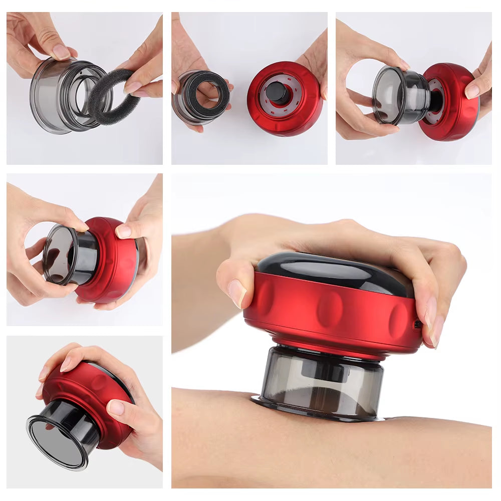 Electric Cupping Therapy Massager with Red Light Therapy Portable Rechargeable Adjustable Cupping Therapy Massage Tool Back Body