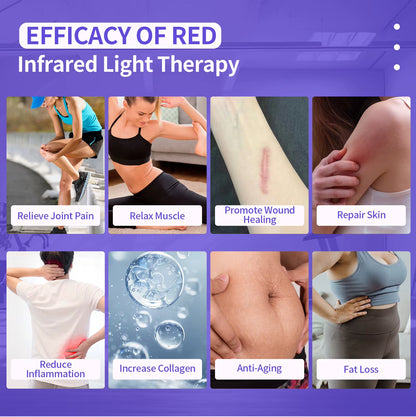 Red&Infrared LED Light Therapy Belt Waist Pad Vibration Massage Burn Fat Wrap Slimming Machine Relax Body Repair Skin